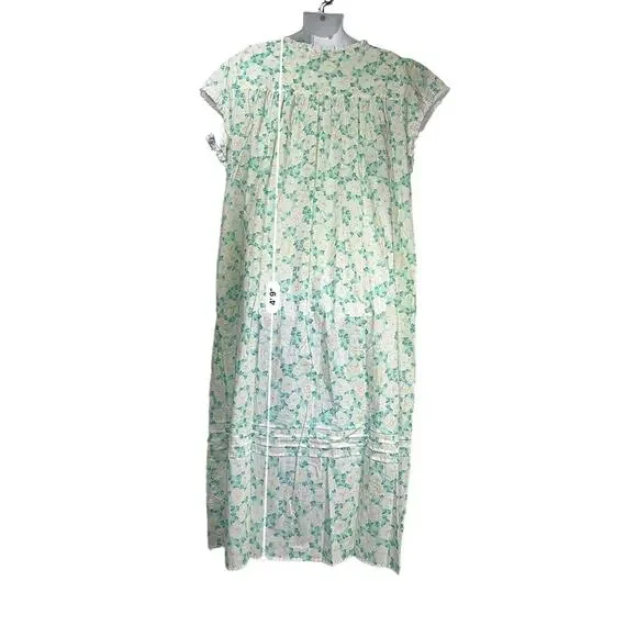 lanz of salzburg floral short Cap sleeve pockets long nightgown Plus Size 3X - Picture 4 of 11